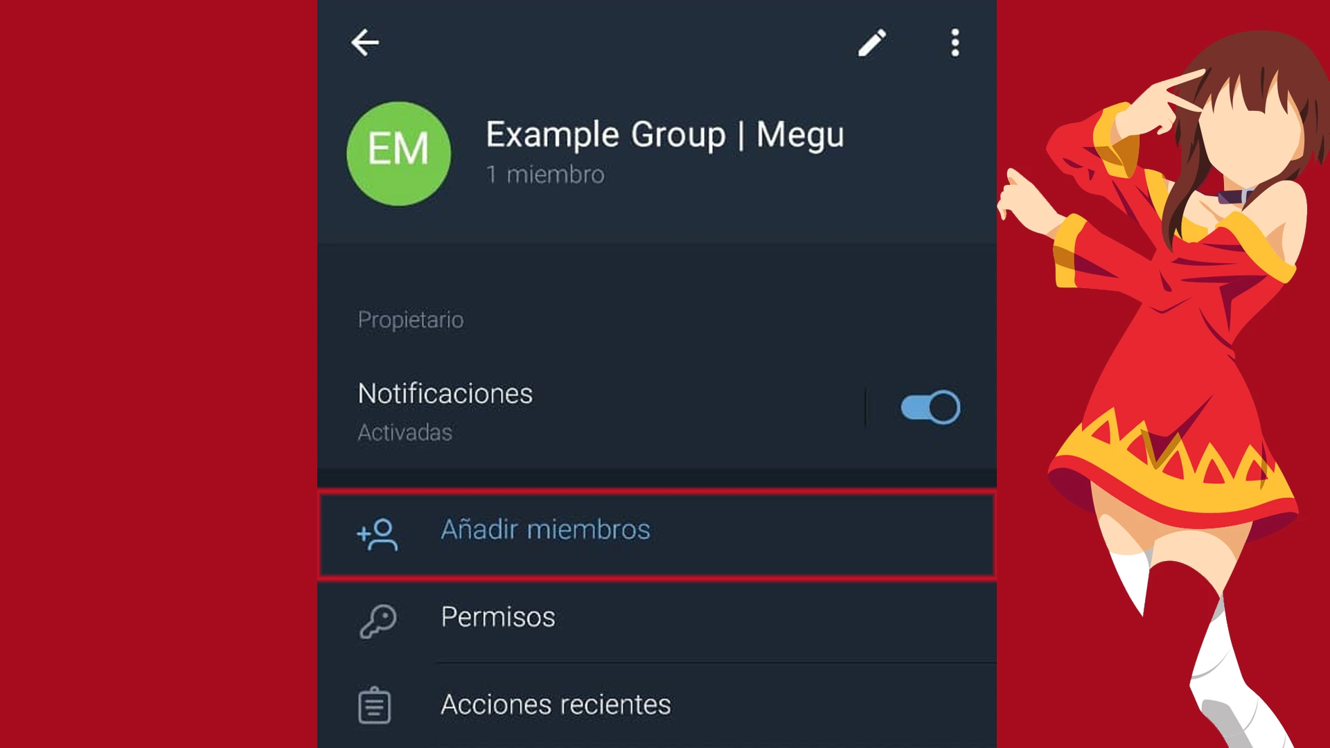 Desde los ajustes de tu grupo, selecciona 'añadir administrador'. 